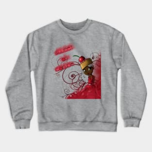 African American Girl with a Cherry Cake Hat Crewneck Sweatshirt